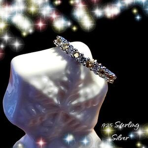STERLING SILVER, Simulated Diamonds, and Citrine Eternity Ring